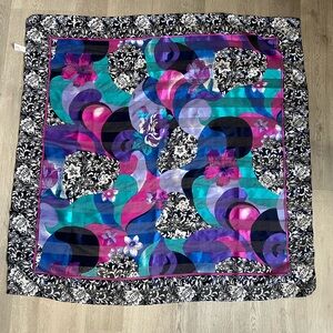 Berkshire Square Satin Floral Scarf Made in Italy